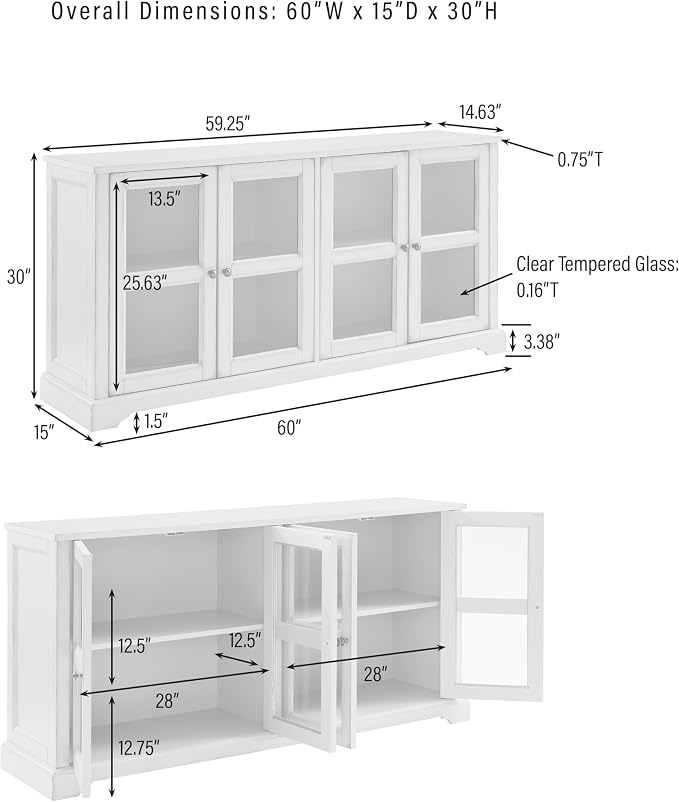 Crosley Furniture Holbrook Traditional Glass Door Sideboard Buffet Cabinet - Image 7