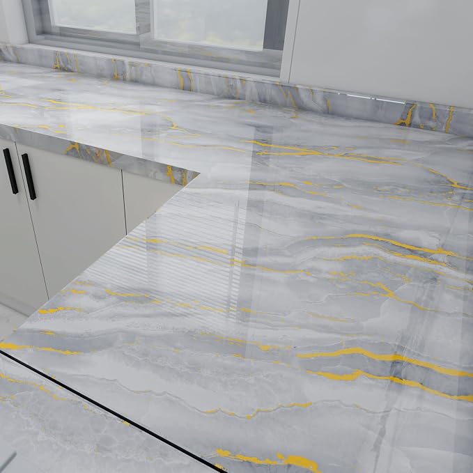 White Gold Marble Contact Paper - Image 6