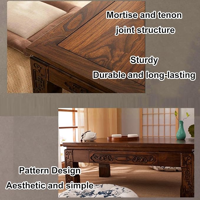 Solid Wood Japanese Floor Table, Tatami Style Rectangular Coffee Table - Image 5