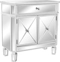 VINGLI Mirrored Cabinet, Mirrored Nightstand, Mirrored Dresser Accent Chest by VINGLI