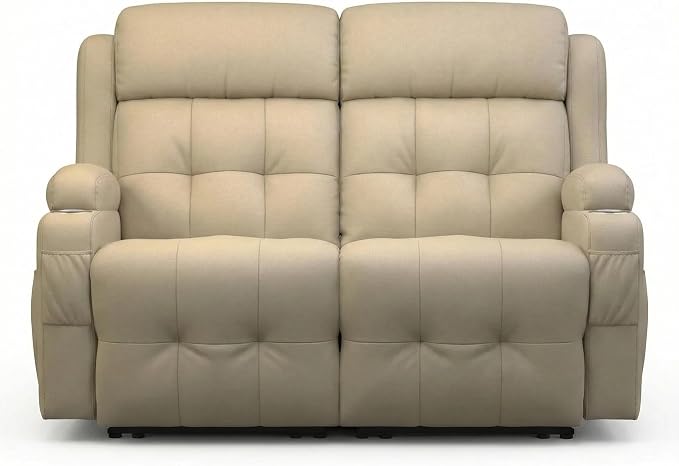 Reclining Loveseat with Pebble Texture Fabric, Loveseat Recliner with USB/Type - Image 8