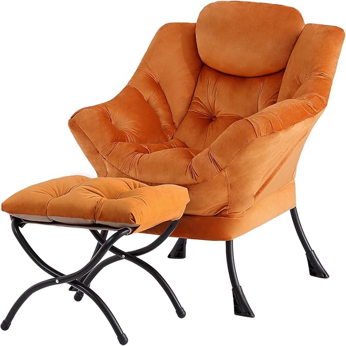 Tiita Lazy Chair with Ottoman, Comfy Leisure Sofa Reading Chair with Footrest by TiitaHome