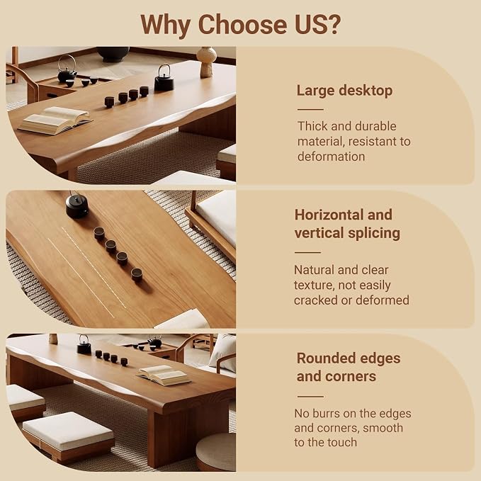 Japanese Tatami Wooden Coffee Table Palace Style Small Wooden Tables - Image 5