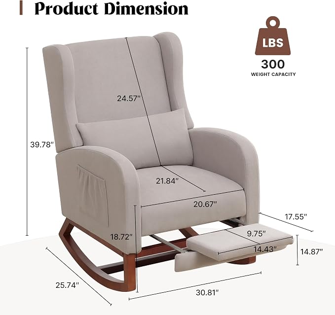 HCHAIRH Rocking Chair Nursery, Nursery Rocking Chairs - Image 2