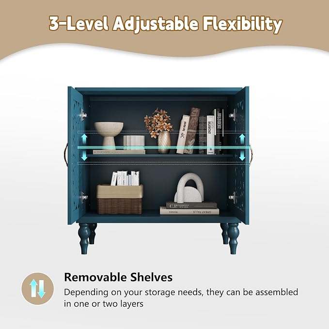 ARTPOWER Accent Cabinet with 2 Doors, Vintage Carved Wood Storage Cabinet - Image 6