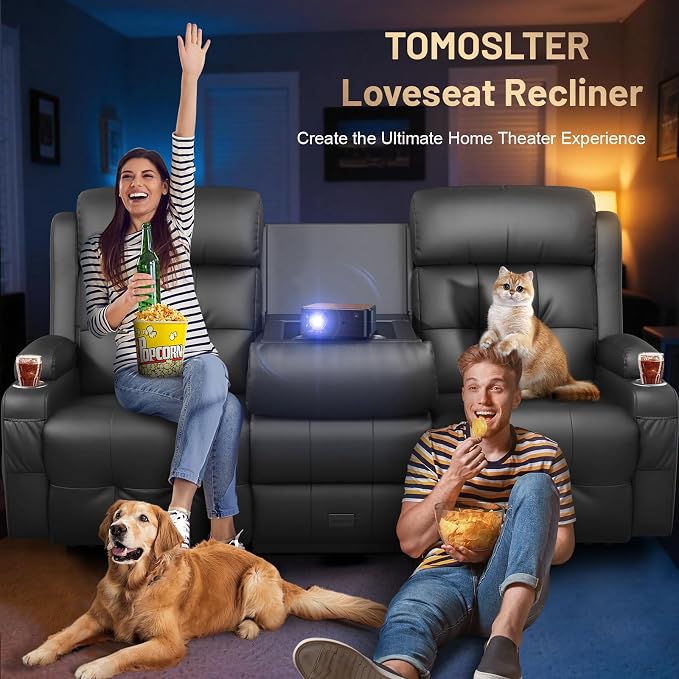 3-Seater Loveseat Recliner Sofa, Home Theater Seating Reclining Couch - Image 7