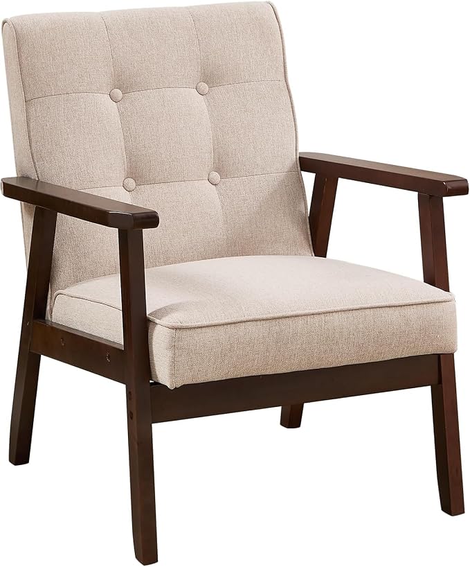 Bonzy Home Mid-Century Modern Accent Chair, Upholstered Fabric Armchair - Image 7
