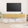 71” Floating TV Stand with LED Lights & Charging Station, Wall Mounted by EAZEHOME
