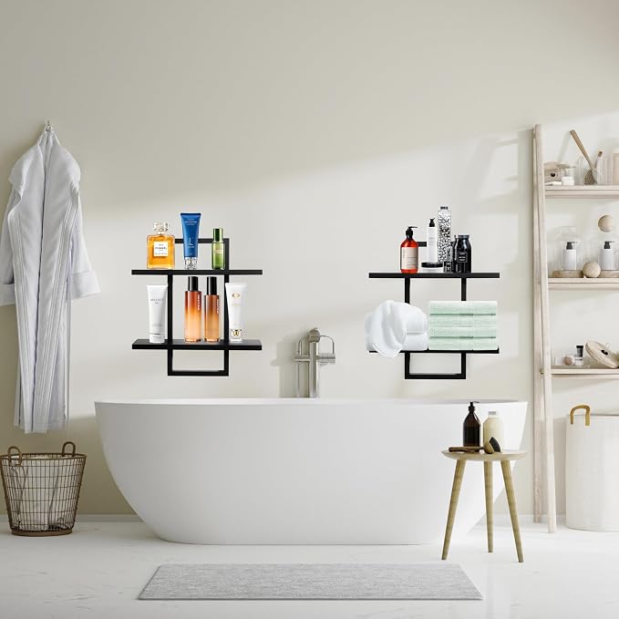 PHOENANCEE Floating Shelves for Wall, Display Hanging Shelf Set of 2, Modern - Image 6