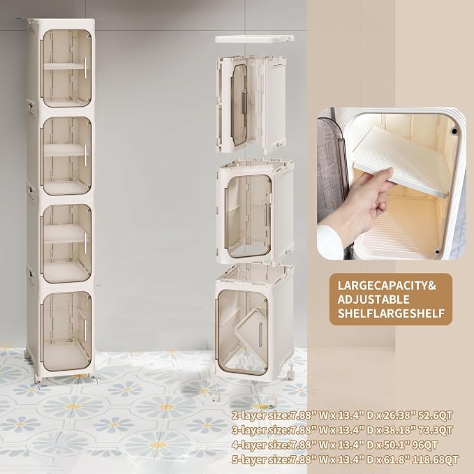5-Tier Tall Narrow Storage Cabinet, Slim Bathroom Storage Cabinet - Image 5