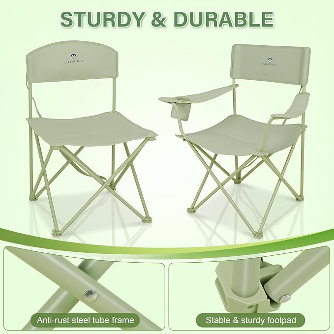 Camping Chair Set of 3, Outdoor Folding Camping Chairs - Image 4