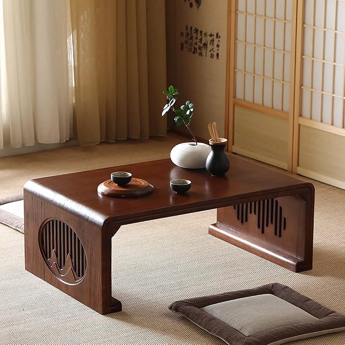 Vintage End Table, Japanese Style Tatami Coffee Tables Mortise and Tenon - Image 2