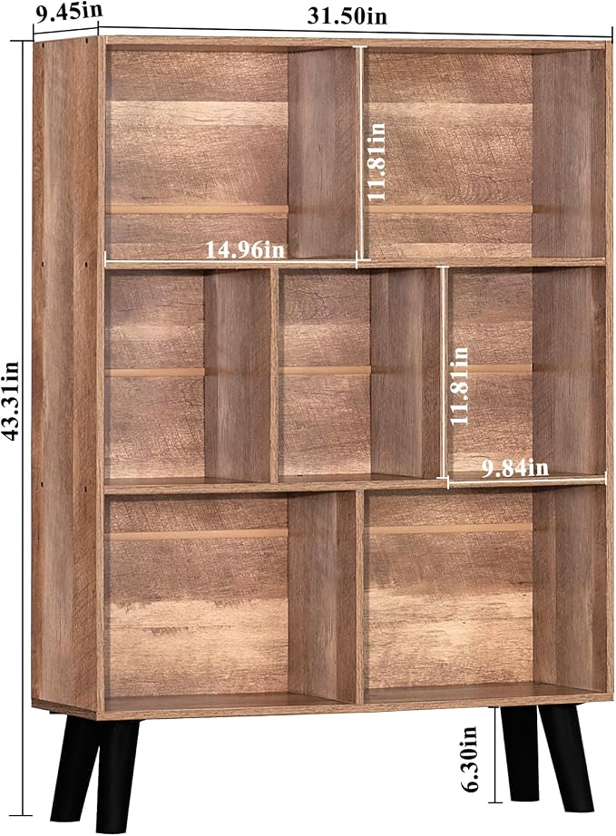 LEYAOYAO 7 Cube Bookshelf 3 Tier Modern Bookcase - Image 3
