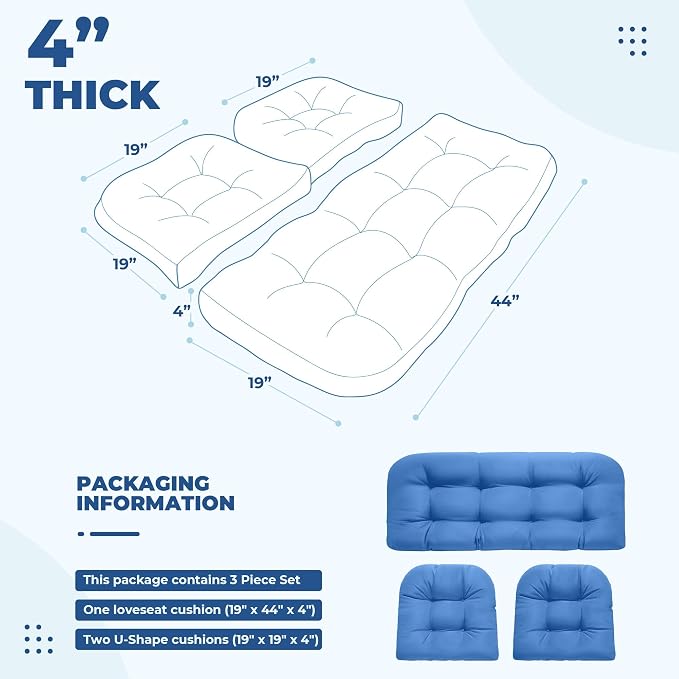 DANGHOOGY Wicker Chair Cushions, Waterproof Outdoor Loveseat Cushions - Image 2