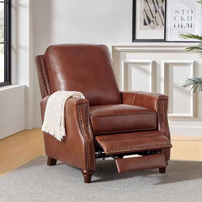 HULALA HOME Genuine Leather Manual Recliner Chair - Image 7