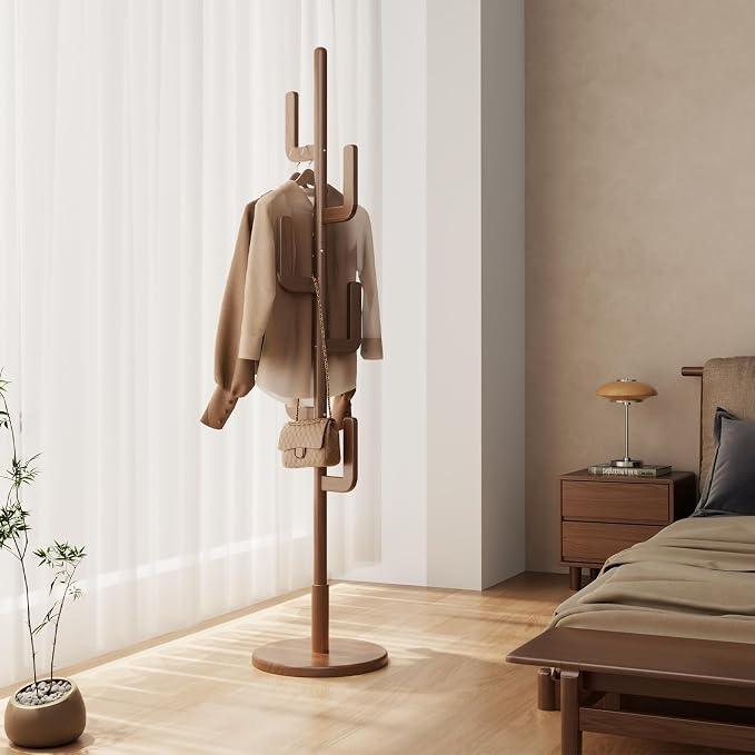 Muwuele Solid Wood Cactus Coat Rack, Freestanding Coat Rack - Image 2