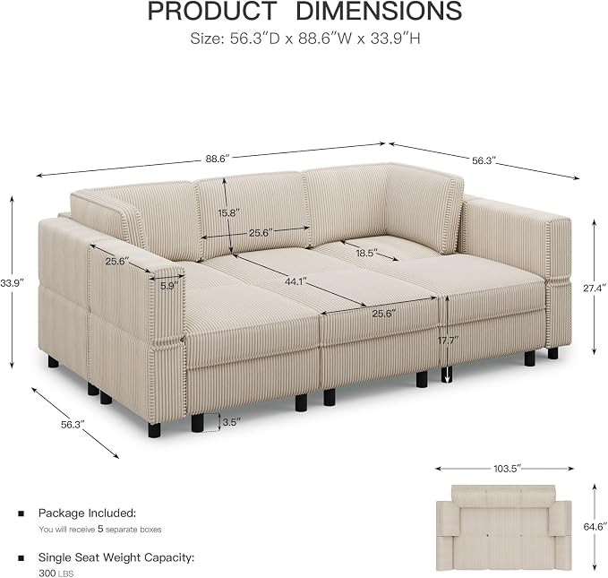 Belffin 88.6" Modular Sectional Sofa - Image 2