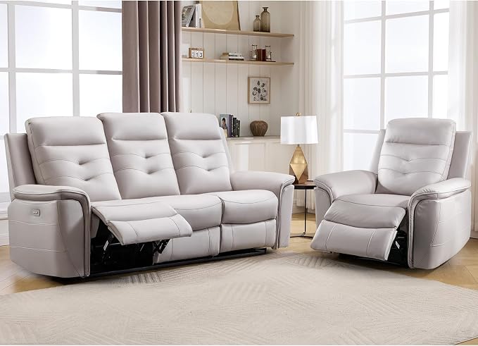 ANJ 2-Piece Oversied Faux Leather Power Recliner Sofa Set by ANJ