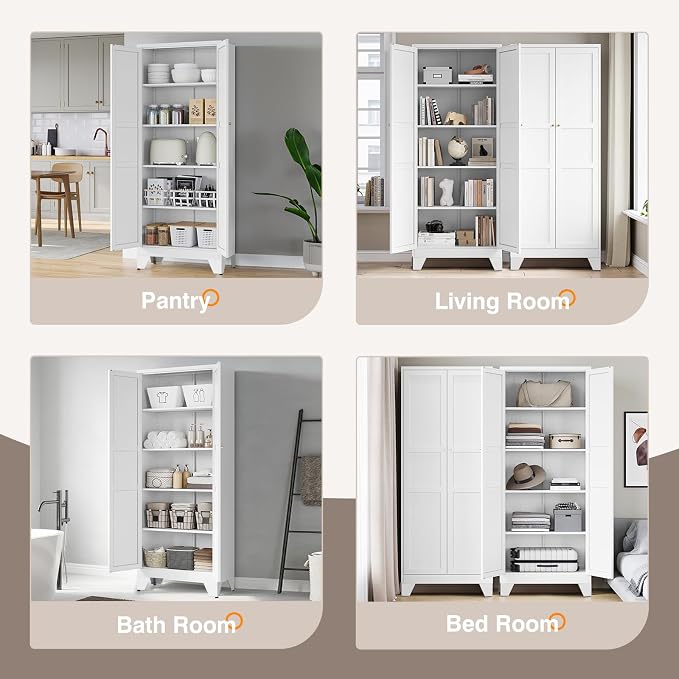 Yizosh Metal Pantry Cabinet, - Image 5