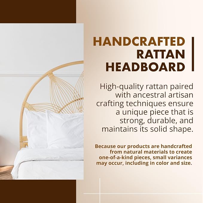 Kouboo Sunflower Rattan Full Headboard Bedroom Bedroom Furniture Headboard Full - Image 3