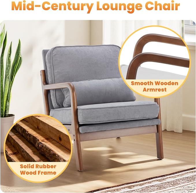 DUMOS Mid Century Modern Chairs Set of 2, Accent Chair - Image 4