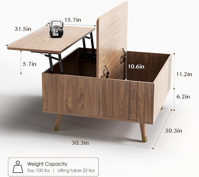 SULIVES Lift Top Coffee Table - Image 2