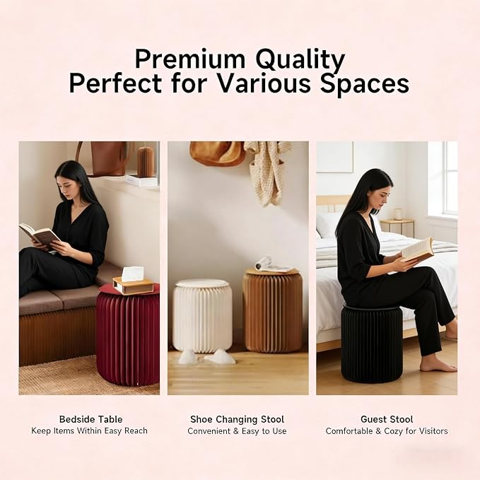 Folding Stool 660LB Load Capacity, 15.7" Home Furniture，Space-Saving Paper - Image 6