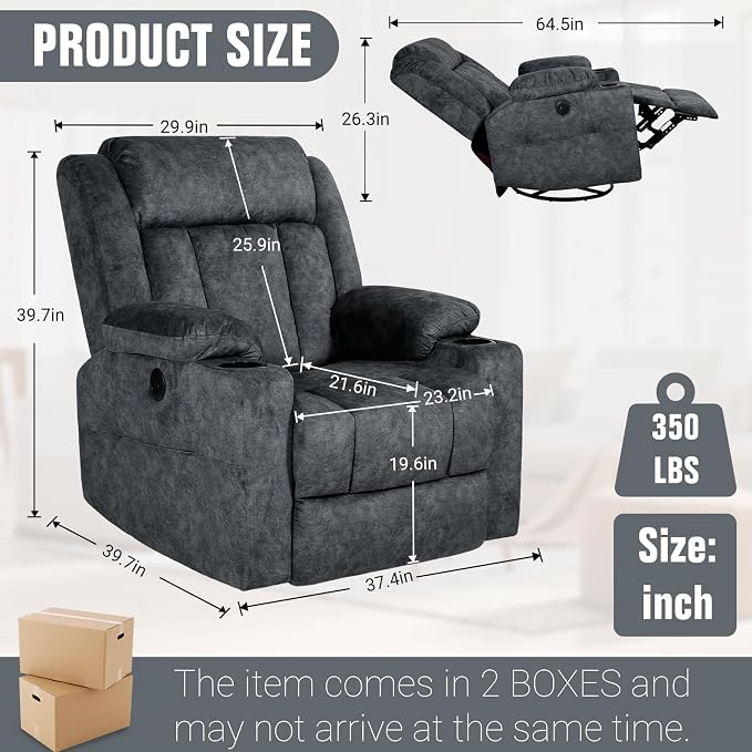 LEVELEVE Retro Rocking Recliner Chair, Massage Rocker Recliner Chair - Image 3