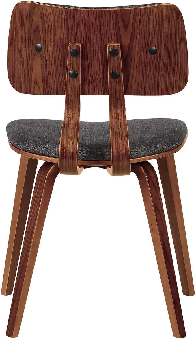 Armen Living Jaguar Dining Chair in Charcoal Fabric and Walnut Wood Finish - Image 8