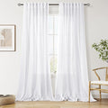 Snow White Linen Curtains 90 Inches Long by Nanspring