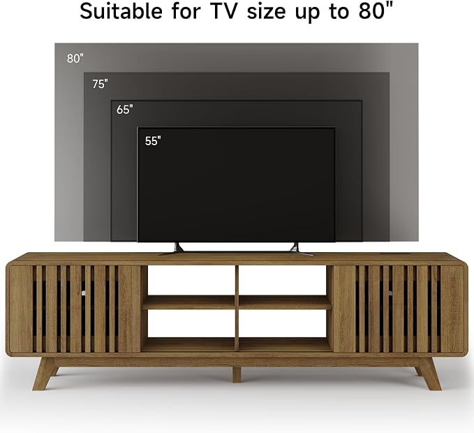 ONBRILL 70-Inch TV Stand for TVs up to 80 Inch, Mid-Century Modern Television - Image 5