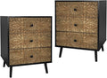 Carved Black Wood Nightstand, 3 Drawers Accent Cabinet, Vintage End Table by LFGUIZO