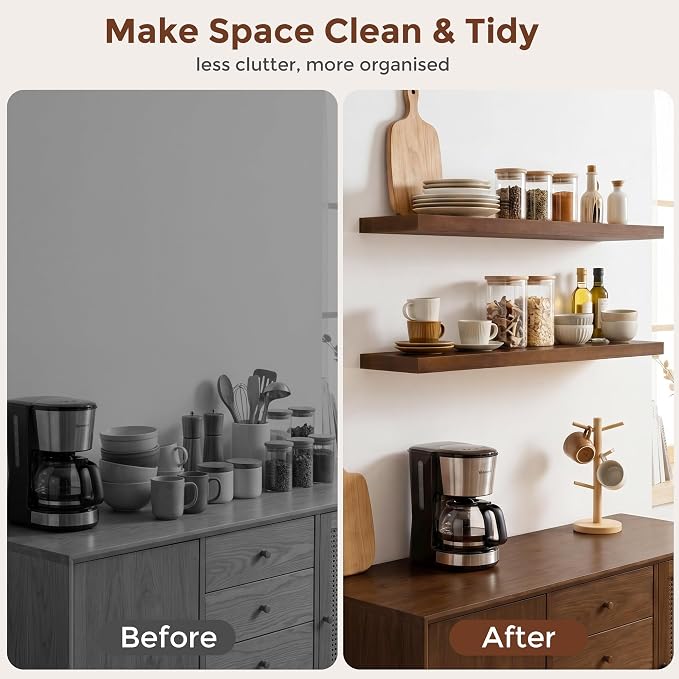 fuqing 40 Inch Floating Shelves | 6.7 Inch Deep Dark Wood Floating Shelves - Image 7