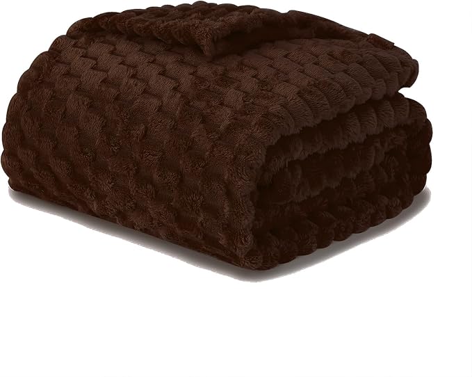 Puncuntex Brown Throw Blanket 90"×90" inches Fuzzy 3D Jacquard Decorative - Image 5