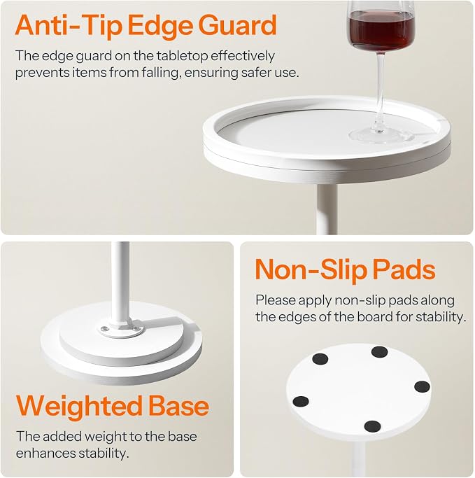 HOOBRO Small Round Side Table, Drink Table, Coffee Martini Table - Image 8