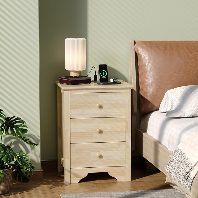 Bonnlo Solid Wood Nightstand Unfinished - Image 9