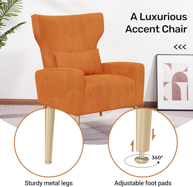 Nebuaegis Velvet Accent Chair Set of 2Wingback - Image 5