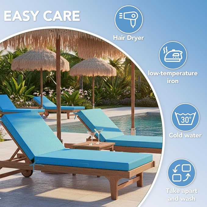 L'AGRATY Outdoor Lounge Chaise Cushion: 72x21x3 Inch Waterproof Lounge Chair - Image 7