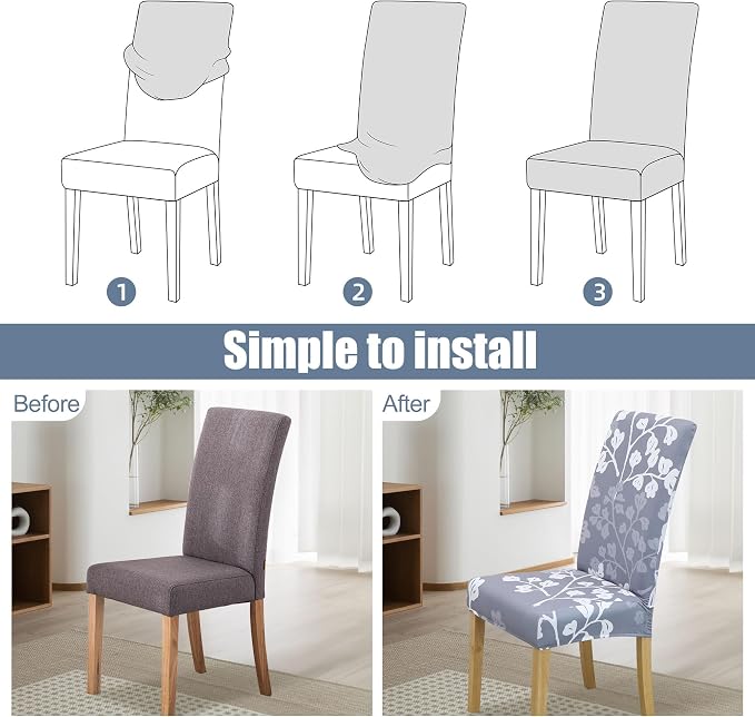 BIETYONE Stretch Dining Chair Covers Set of 6, Soft Removable Washable Kitchen - Image 4