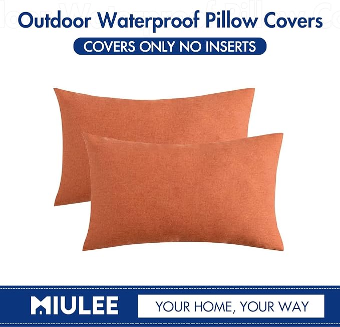 MIULEE Pack of 2 Decorative Outdoor Solid Waterproof Throw Pillow Covers Faux - Image 6