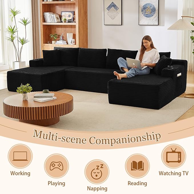 134 Inch Modular Sectional Sleeper Sofa, Boneless Cloud Couch - Image 7