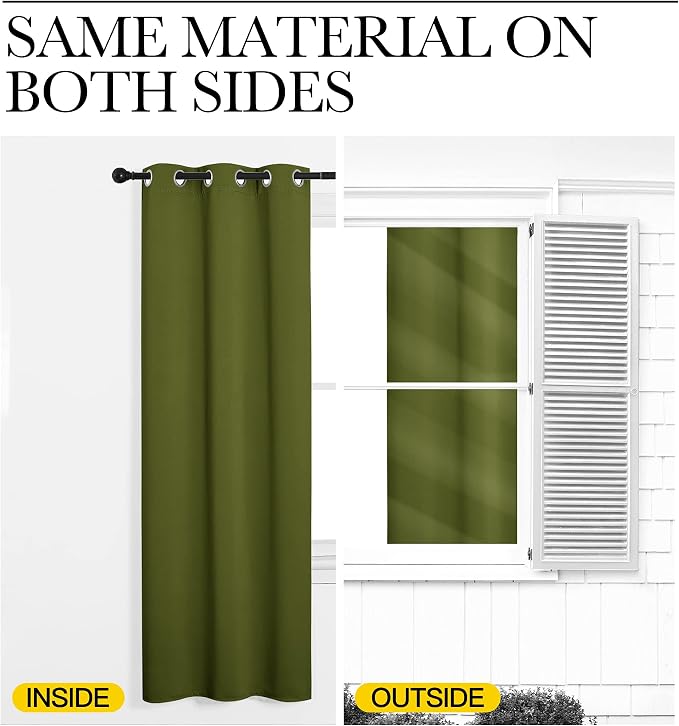 NICETOWN Olive Green Blackout Curtains 68 inches Length - Image 5