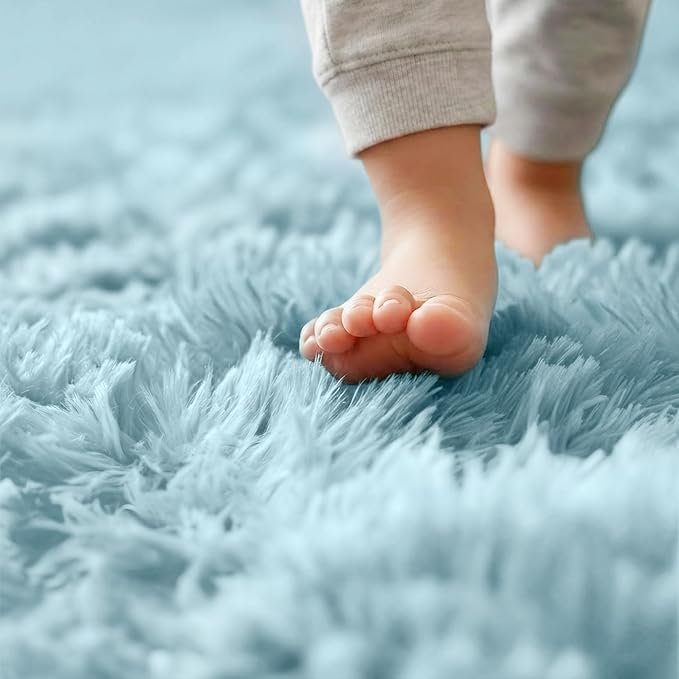 Amdrebio Light Blue Round Area Rug 4Ft - Image 4