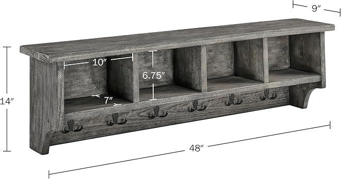 Alaterre Furniture Pomona Entryway Coat Rack – Rustic Farmhouse 48-Inch - Image 3