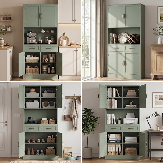 HOSTACK 71“ Tall Kitchen Pantry Storage Cabinet, Modern Kitchen Hutch Bar - Image 8