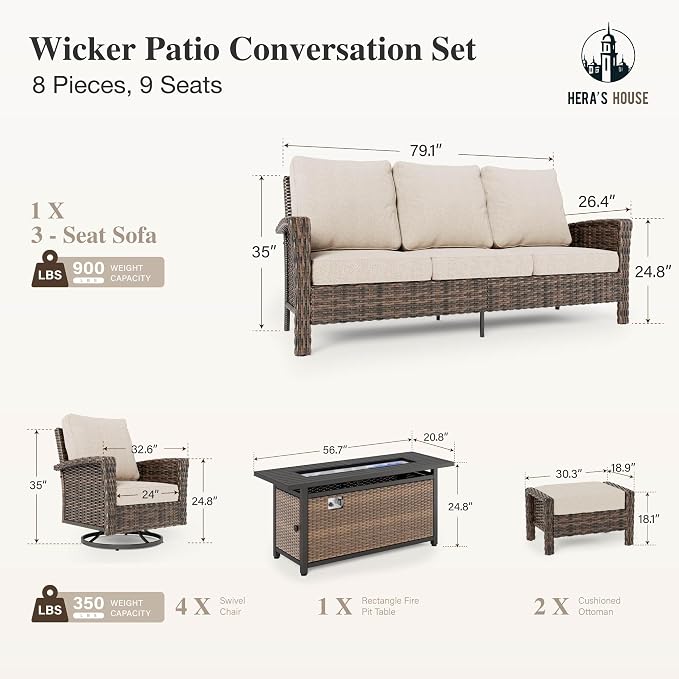 HERA'S HOUSE 8-Piece Patio Furniture Set - Image 6