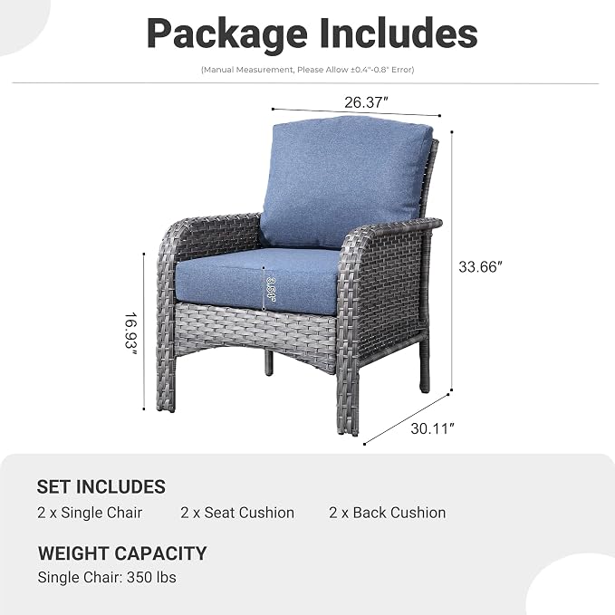 ovios 2-Piece Patio Furniture Set, Outdoor Wicker Sofa - Image 8