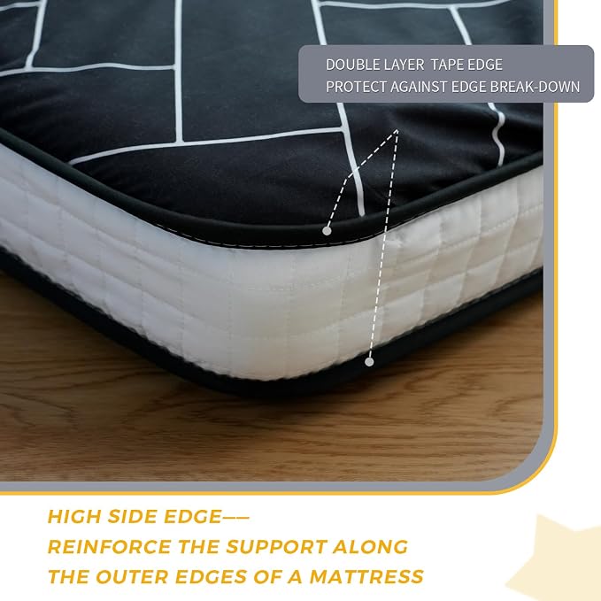 MAXYOYO Black Geometric Pattern Futon Mattress, Japanese Floor Mattress Quilted - Image 9