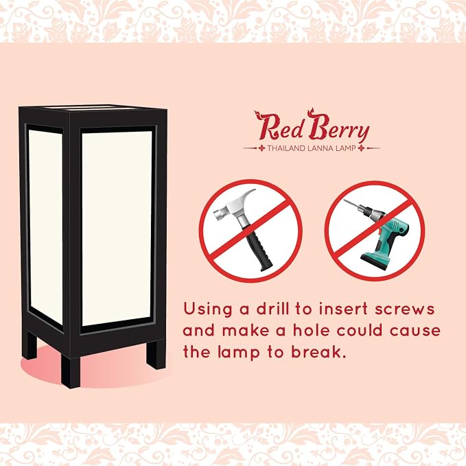 RED BERRY THAILAND LANNA LAMP Japanese Sakura/Cherry Blossom LAMP - Image 10