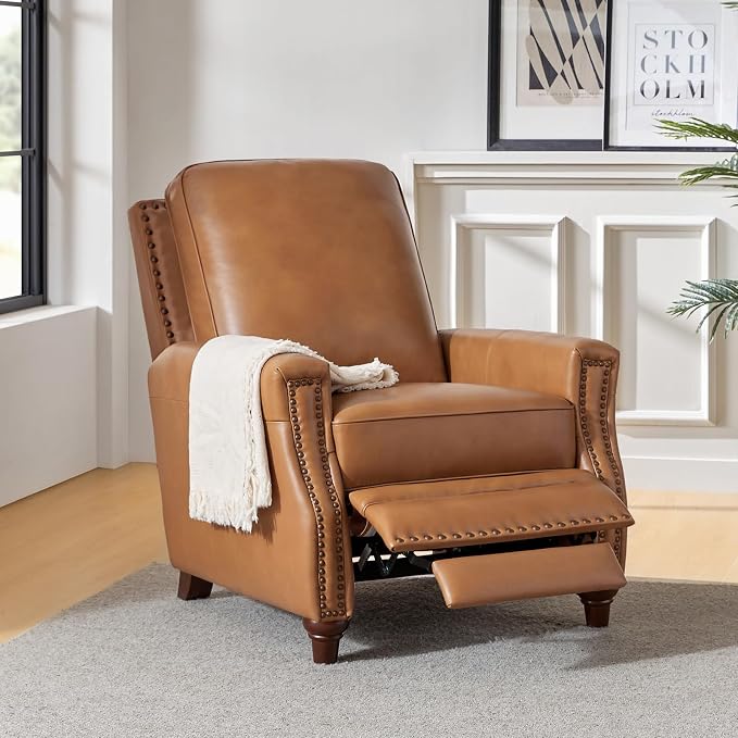 HULALA HOME Genuine Leather Manual Recliner Chair - Image 3